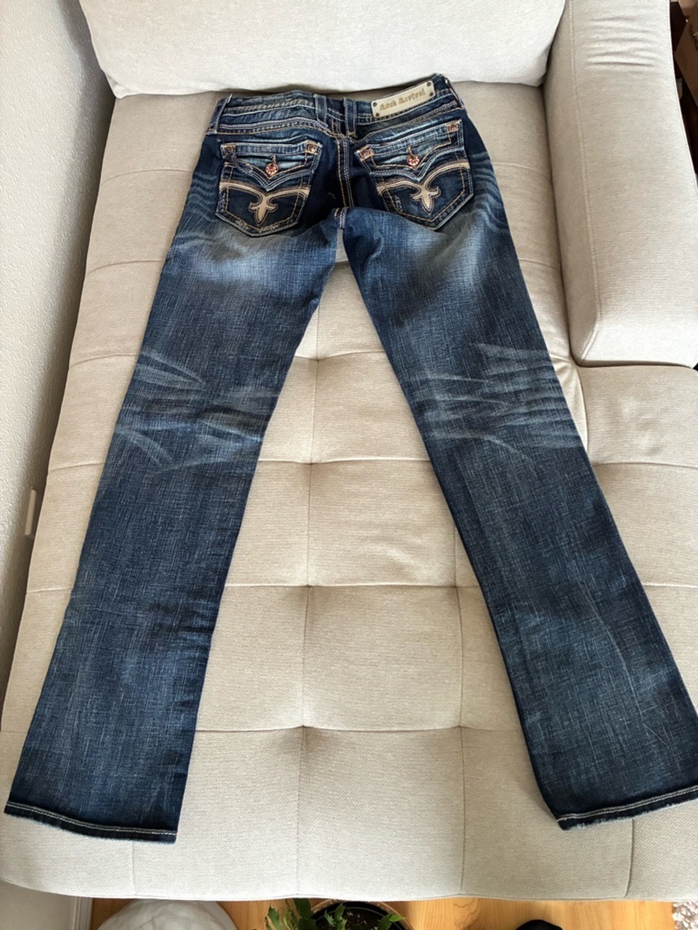 Rock Revival Women's Dark Indigo Bootcut Jeans with Embroidered Pockets